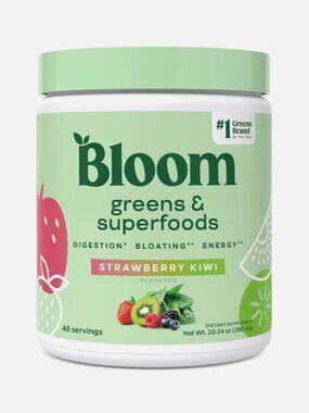 Bloom Super Greens & Superfoods Powder Strawberry Kiwi 48 Serving, EXP 11/26